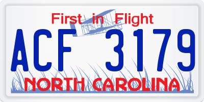 NC license plate ACF3179