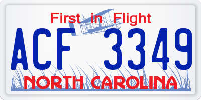 NC license plate ACF3349