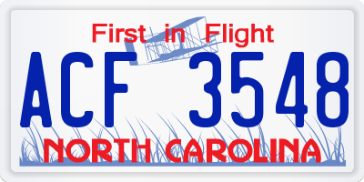 NC license plate ACF3548