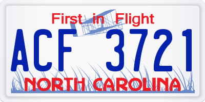 NC license plate ACF3721