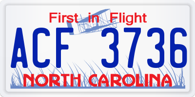 NC license plate ACF3736