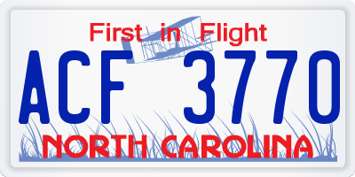 NC license plate ACF3770