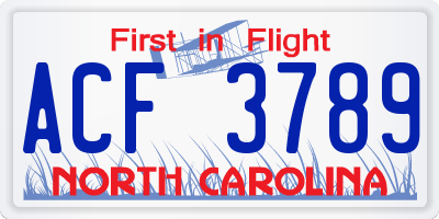 NC license plate ACF3789