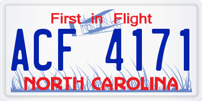 NC license plate ACF4171
