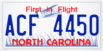 NC license plate ACF4450