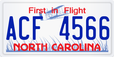 NC license plate ACF4566