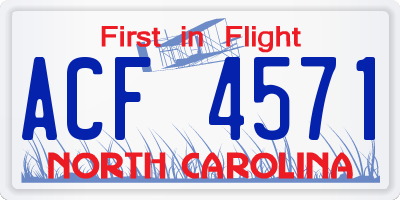 NC license plate ACF4571