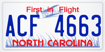 NC license plate ACF4663