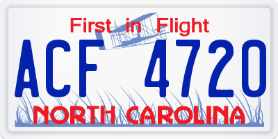 NC license plate ACF4720