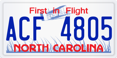NC license plate ACF4805