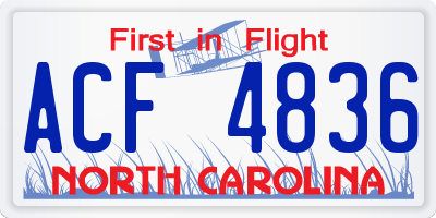 NC license plate ACF4836