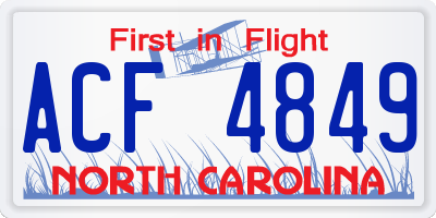 NC license plate ACF4849