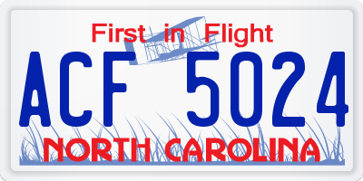NC license plate ACF5024