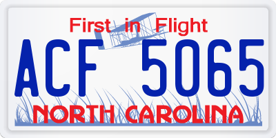 NC license plate ACF5065