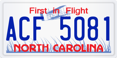 NC license plate ACF5081