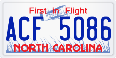 NC license plate ACF5086
