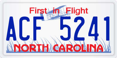 NC license plate ACF5241