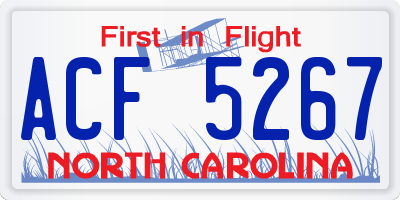 NC license plate ACF5267