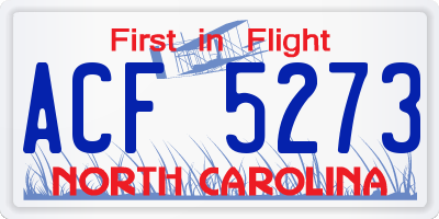 NC license plate ACF5273