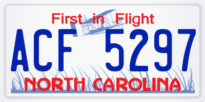 NC license plate ACF5297