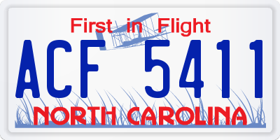 NC license plate ACF5411
