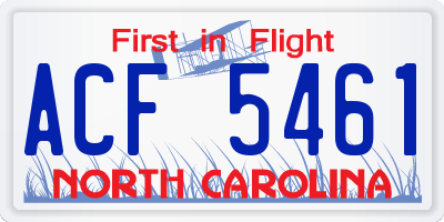 NC license plate ACF5461
