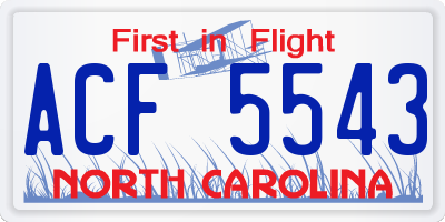 NC license plate ACF5543