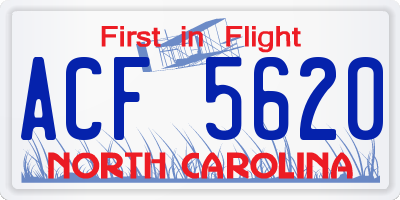 NC license plate ACF5620