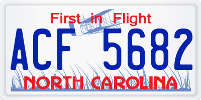 NC license plate ACF5682