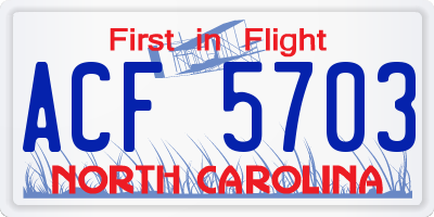 NC license plate ACF5703