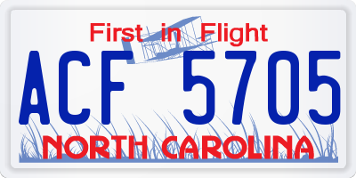 NC license plate ACF5705