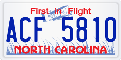 NC license plate ACF5810