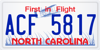 NC license plate ACF5817