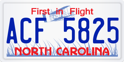 NC license plate ACF5825
