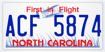 NC license plate ACF5874