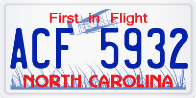 NC license plate ACF5932