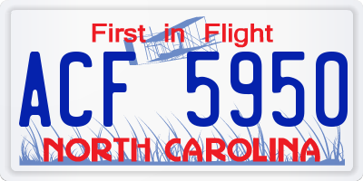 NC license plate ACF5950