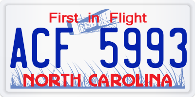 NC license plate ACF5993