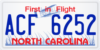 NC license plate ACF6252