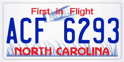 NC license plate ACF6293