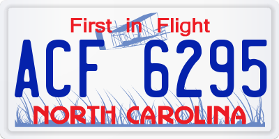 NC license plate ACF6295