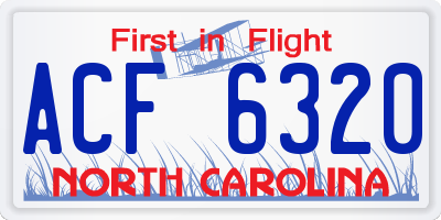 NC license plate ACF6320