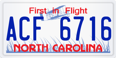 NC license plate ACF6716