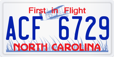 NC license plate ACF6729