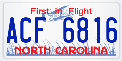 NC license plate ACF6816