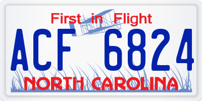 NC license plate ACF6824