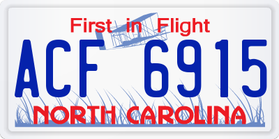 NC license plate ACF6915