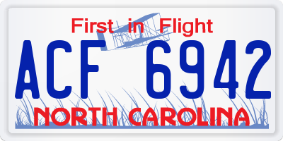 NC license plate ACF6942
