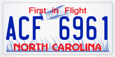 NC license plate ACF6961