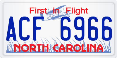 NC license plate ACF6966